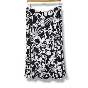 Josephine Chaus Black & White Floral Chiffon Skirt